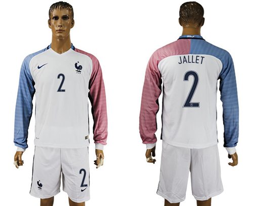 France #2 Jallet Away Long Sleeves Soccer Country Jersey